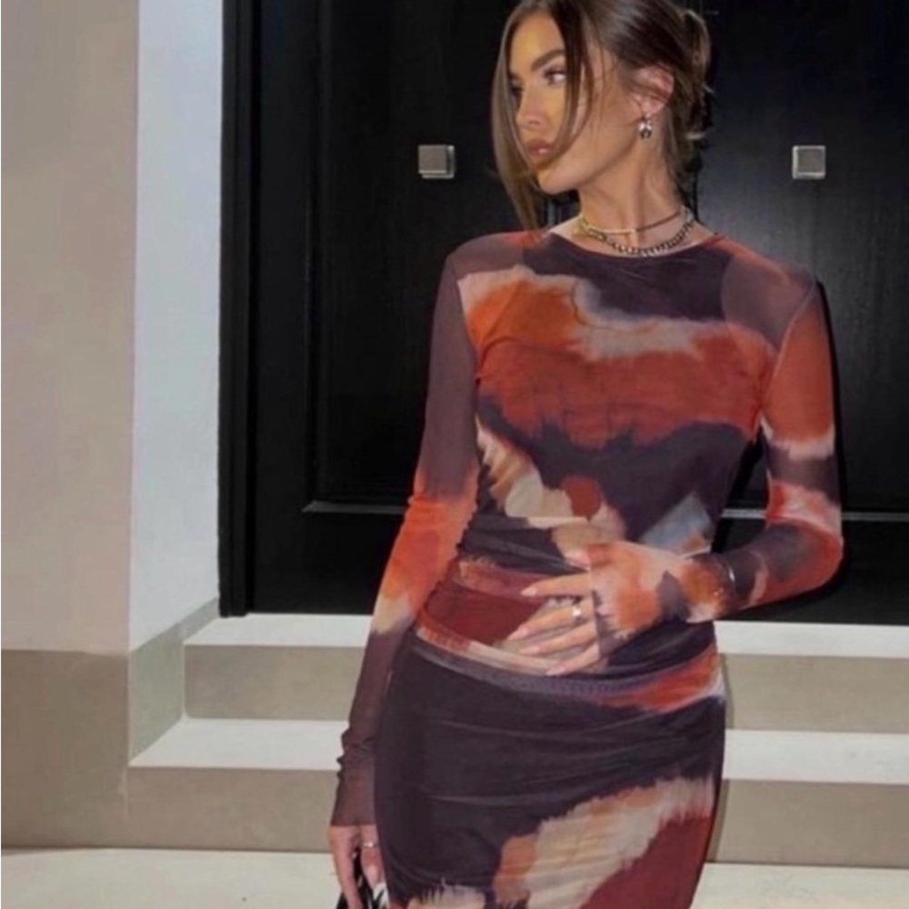 Zara Multicolor Long Sleeve Dress